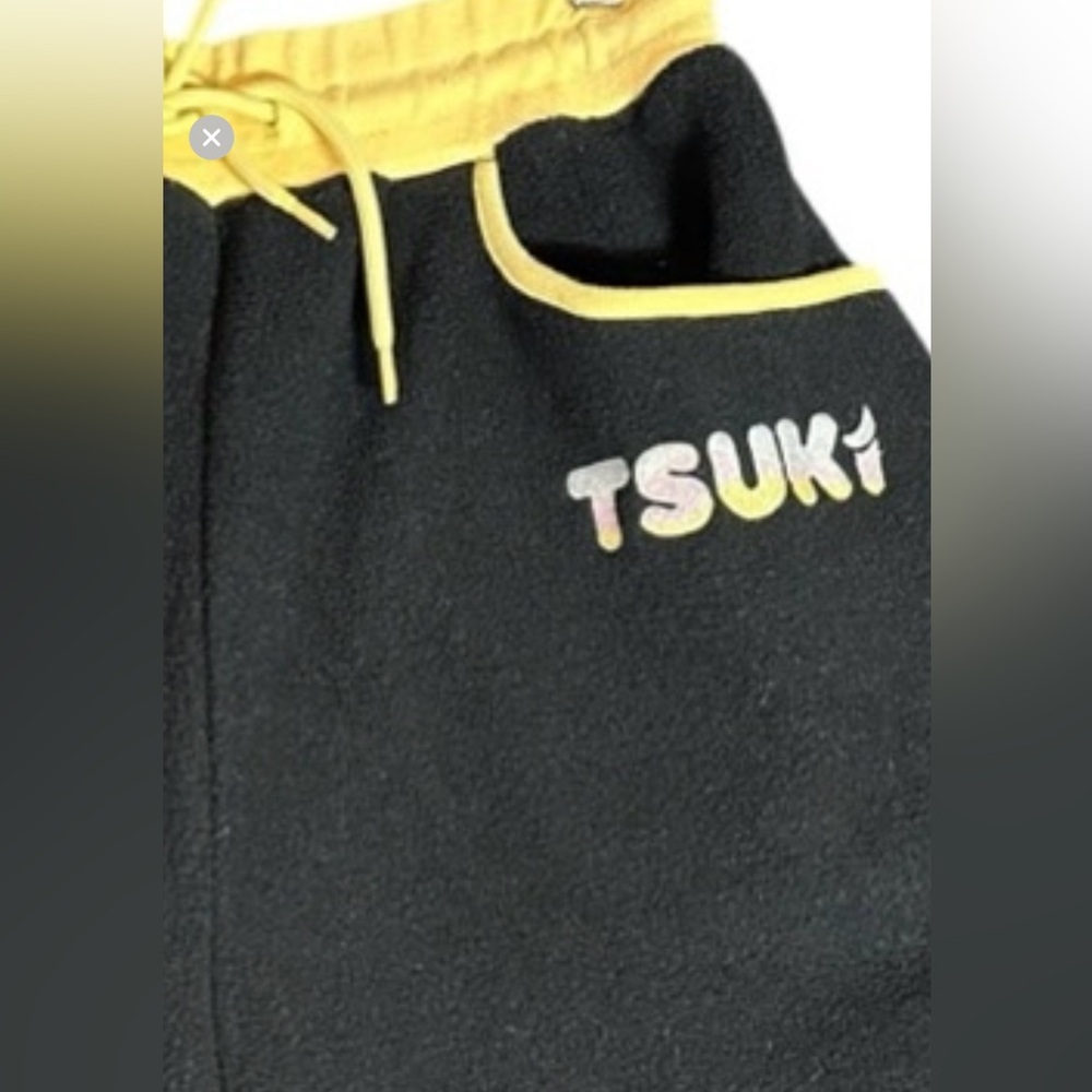 Tsuki Market Fleece Sweatpants Women’s Size XS Black And Yellow - Picture 3 of 7